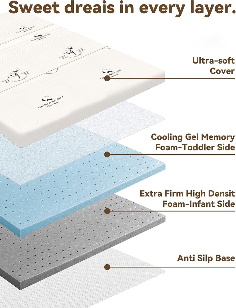 VUCWS Pack and Play Mattress Topper - 38" x 26", Soft Firm Premium Foam Pack N Play Mattresses Pad, Odorless Breathable Comfort Baby Foam Portable Playpen Mattresses (Tri-fold Cotton, 38*26*1.5 In) - Image 4